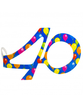 40. Geburtstag blaue Brille mit Ballons
