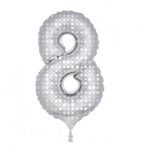 Ziffer-/Zahlenballon Nummer 8 mit Punkten - 86 cm