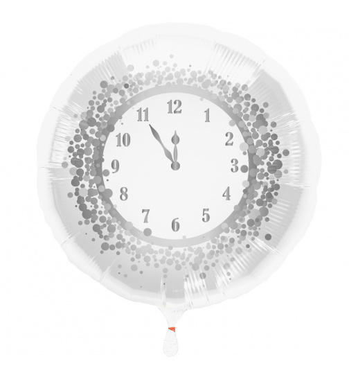 Silvester / Neujahr Folienballon Weiß-Silber - 45 cm