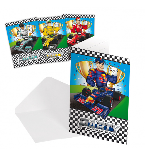 Formel 1 Einladungskarten - 8 Stück