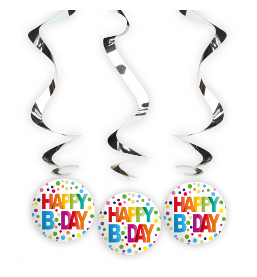 Geburtstag Hängedeko mit Punkten - 3 Stück