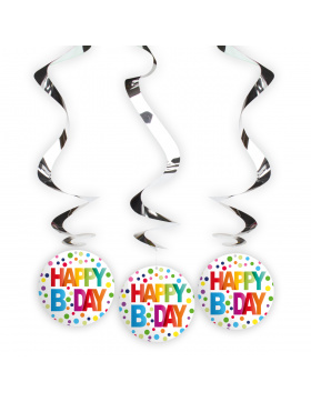 Geburtstag Hängedeko mit Punkten - 3 Stück