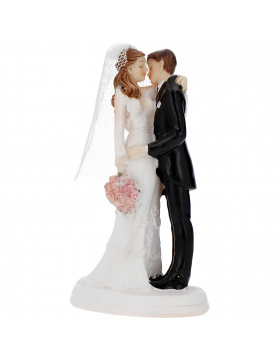 Hochzeitsfigur küssendes Paar mit Brautstrauß