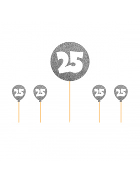 Tortendeko Silber 25 Jahre Silberhochzeit