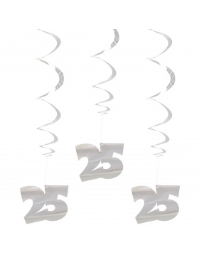 Silberhochzeit / 25. Geburtstag Hängedeko Silber - 3...