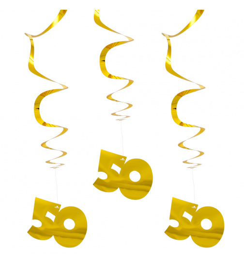 Goldhochzeit / 50. Geburtstag Hängedeko Gold - 3 Stück