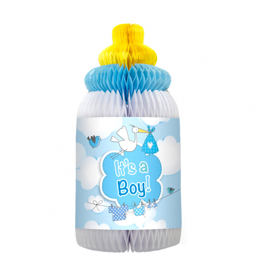 Babyflasche Junge Wabenfächer Papierdeko