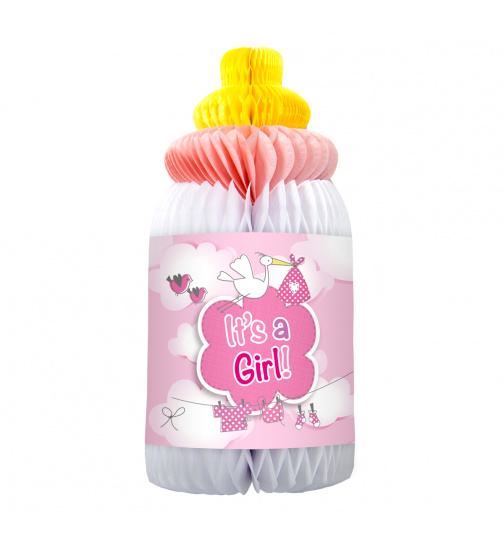 Babyflasche Mädchen Wabenfächer Papierdeko