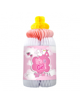 Babyflasche Mädchen Wabenfächer Papierdeko