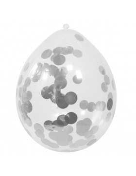 Ballons mit silbernem Konfetti 30 cm - 4 Stück