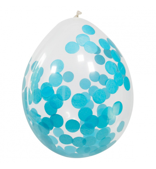 Ballons mit blauem Konfetti 30 cm - 4 Stück