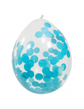 Ballons mit blauem Konfetti 30 cm - 4 Stück
