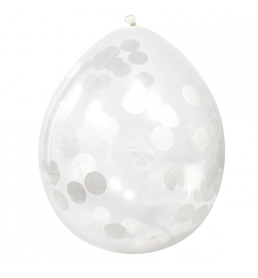 Ballons mit weißem Konfetti 30 cm - 4 Stück