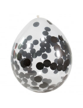 Ballons mit schwarzem Konfetti 30 cm - 4 Stück