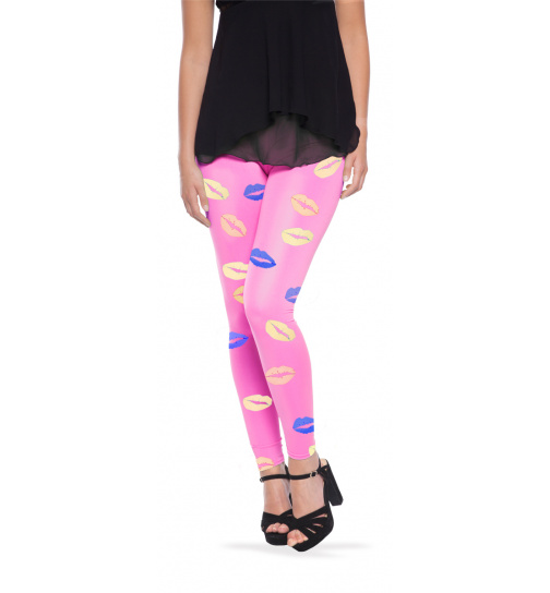 Rosafarbene Leggings Lippen