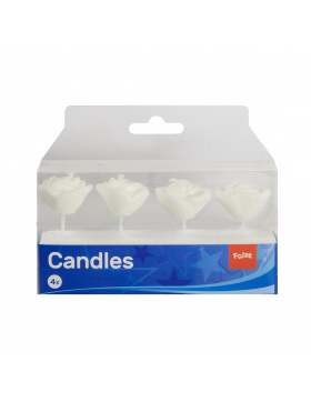 Weiße Rosen Kerzen - 4 Stück