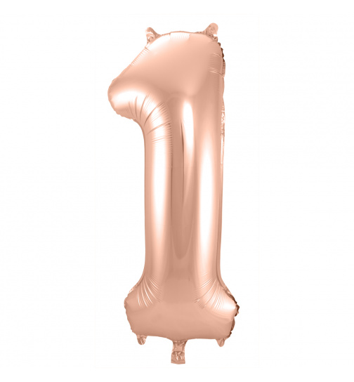 Folienballon Zahl 1 - Roségold - 86 cm