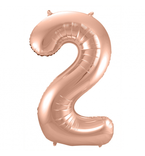 Folienballon Zahl 2 - Roségold - 86 cm