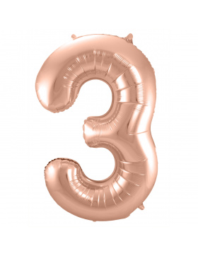 Folienballon Zahl 3 - Roségold - 86 cm