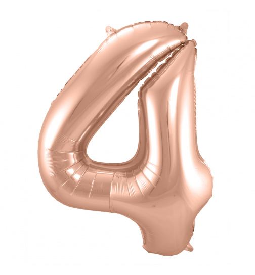 Folienballon Zahl 4 - Roségold - 86 cm