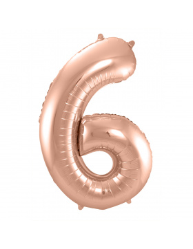 Folienballon Zahl 6 - Roségold - 86 cm