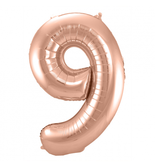 Folienballon Zahl 9 - Roségold - 86 cm