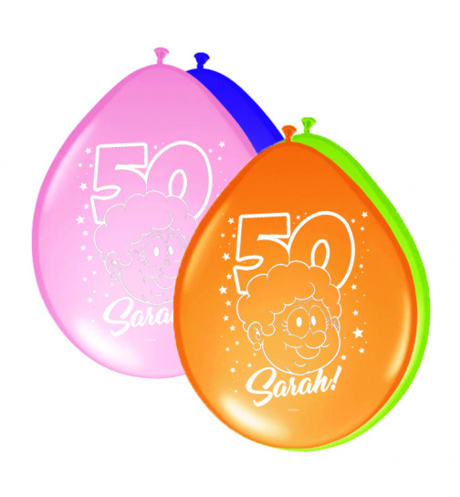 50. Geburtstag Regenbogenballons Sarah 30 cm - 8 Stück