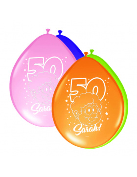 50. Geburtstag Regenbogenballons Sarah 30 cm - 8 Stück