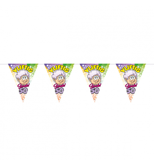 50. Geburtstag Regenbogenwimpelkette Sarah - 10 Meter