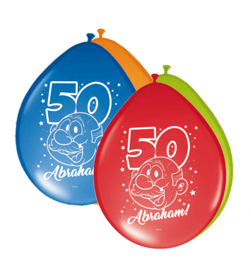 50. Geburtstag Regenbogenballons Abraham 30 cm - 8 Stück