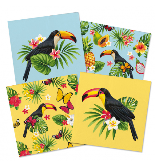 Tropischer Tukan Servietten 33x33 cm - 20 Stück