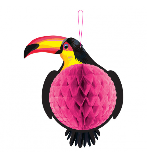 Tropischer Tukan Wabenfächerdeko - 22x33 cm