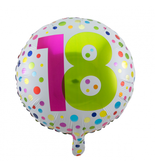 18. Geburtstag Folienballon Happy Bday Dots - 45 cm
