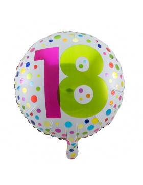 18. Geburtstag Folienballon Happy Bday Dots - 45 cm