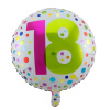 18. Geburtstag Folienballon Happy Bday Dots - 45 cm