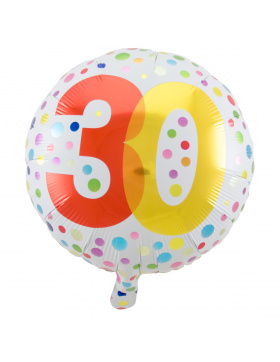30. Geburtstag Folienballon Happy Bday Dots - 45 cm