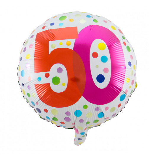 50. Geburtstag Folienballon Happy Bday Dots - 45 cm