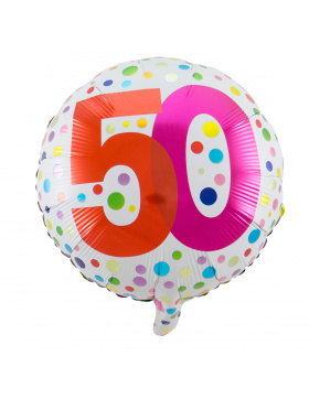50. Geburtstag Folienballon Happy Bday Dots - 45 cm