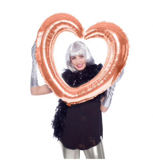 Herzförmiger Folienballon Bilderrahmen Roségold - 80x70cm