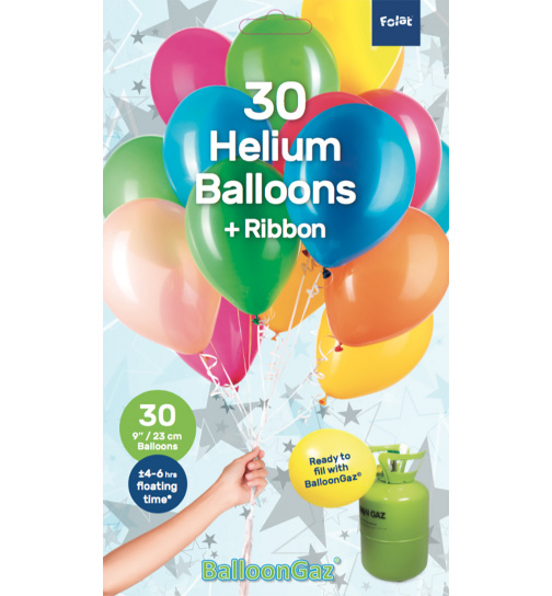 Ballons verschiedene Farben mit Geschenkband 23cm - 30 Stück