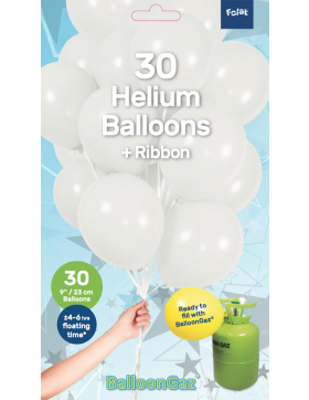 Weiße Ballons mit Geschenkband 23cm - 30 Stück