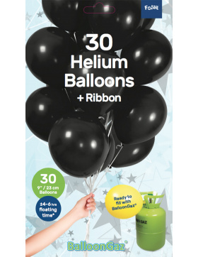 Schwarze Ballons mit Geschenkband 23cm - 30 Stück
