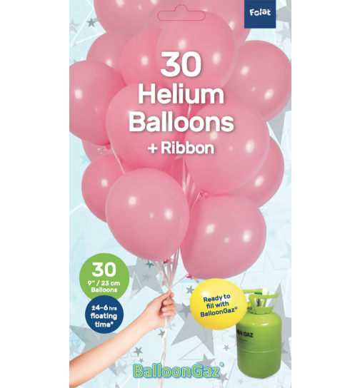 Hellrosa Ballons mit Geschenkband 23cm - 30 Stück