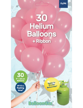 Hellrosa Ballons mit Geschenkband 23cm - 30 Stück