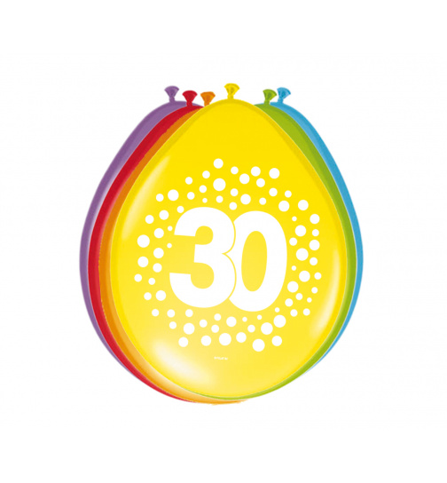 30. Geburtstag Ballons Happy Bday Dots 30 cm - 8 Stück