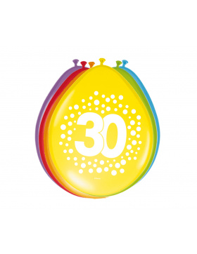 30. Geburtstag Ballons Happy Bday Dots 30 cm - 8 Stück