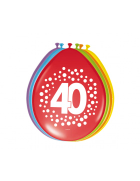 40. Geburtstag Ballons Happy Bday Dots 30 cm - 8 Stück