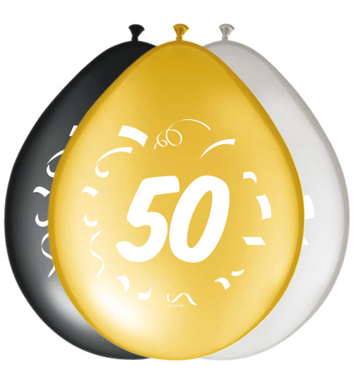 50. Geburtstag Ballons Stilvoll 30 cm - 8 Stück
