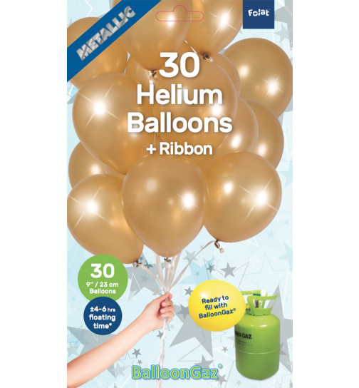 Goldene Ballons mit Geschenkband 23cm - 30 Stück
