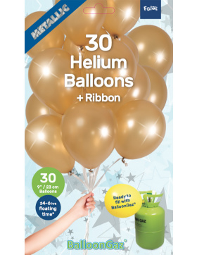 Goldene Ballons mit Geschenkband 23cm - 30 Stück